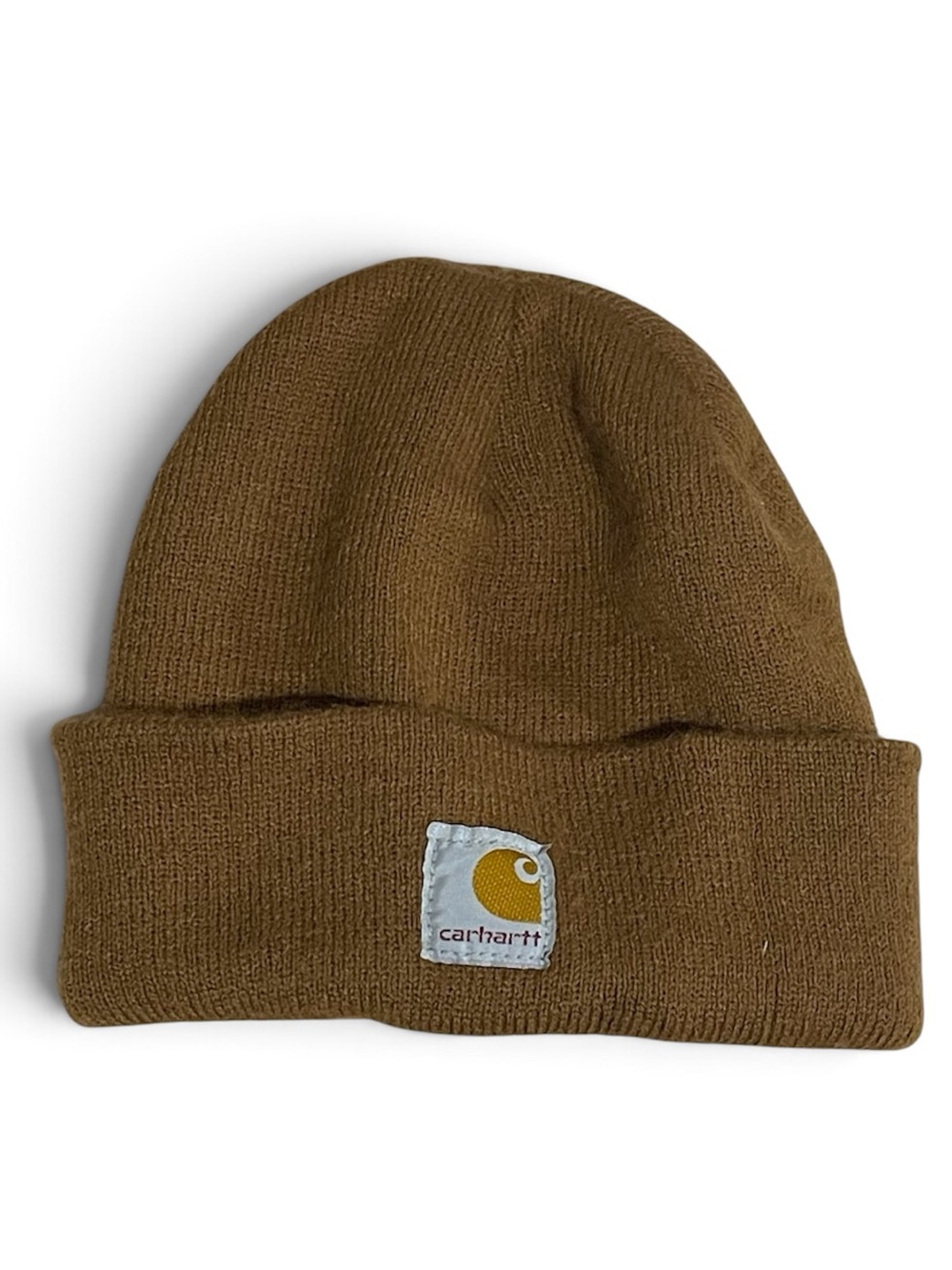 Carhartt Brown Cuffed Knit Beanie with Logo Patch
